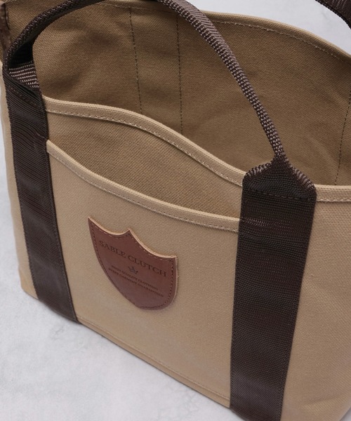 SABLE CLUTCH(セーブルクラッチ)の「LEATHER TAG CANVAS TOTE (M) - 富士金梅(帆布/キャンバストートバッグ)(トートバッグ・レディース・パープル/ゴールド/ダークブラウン・ONE SIZE)」の8枚目の写真
