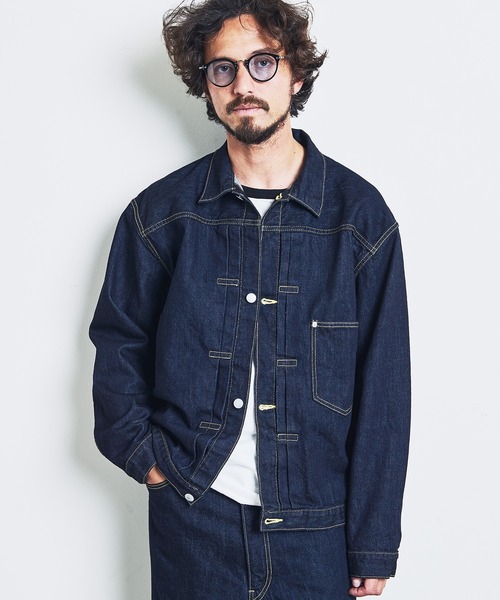 Magine（マージン）の「12oz CRUNCH DENIM BIG G-JKT:クランチ デニム ビッグ Gジャケット（デニムジャケット・メンズ・インディゴブルー・44/46/48）」の4枚目の写真