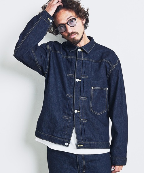 Magine（マージン）の「12oz CRUNCH DENIM BIG G-JKT:クランチ デニム ビッグ Gジャケット（デニムジャケット・メンズ・インディゴブルー・44/46/48）」の5枚目の写真