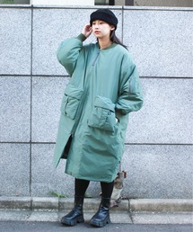 F/CE.  | F/CE. / エフシーイー RECYCLED DOWN MA-1 LONG COAT リサイクルダウン MA-1 ロングコート アシンメトリーデザイン 軽量 撥水(MA-1)