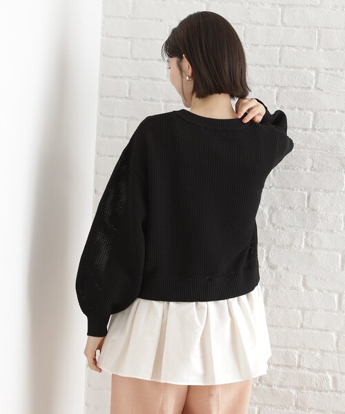 THE SHOP TK （ザ ショップ ティーケー ）の「布帛ドッキングメッシュカーデ（カーディガン/ボレロ・レディース・ブラック/ホワイト系5・12/13）」の22枚目の写真