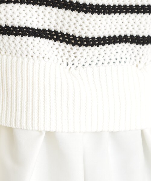 THE SHOP TK （ザ ショップ ティーケー ）の「布帛ドッキングメッシュカーデ（カーディガン/ボレロ・レディース・ブラック/ホワイト系5・12/13）」の10枚目の写真
