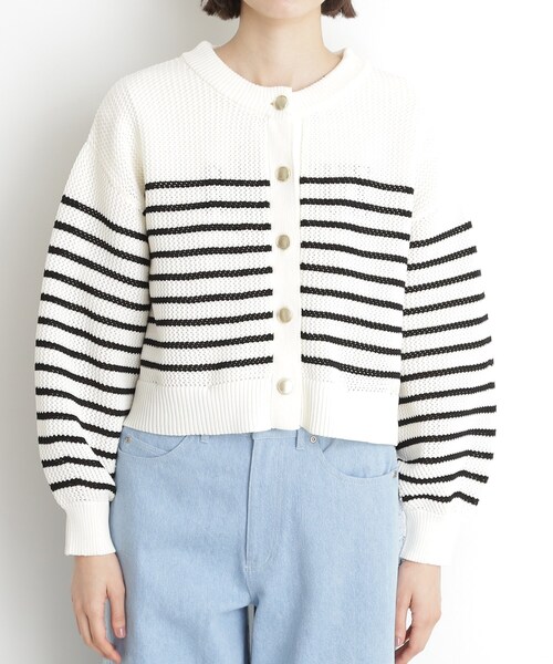 THE SHOP TK （ザ ショップ ティーケー ）の「布帛ドッキングメッシュカーデ（カーディガン/ボレロ・レディース・ブラック/ホワイト系5・12/13）」の14枚目の写真