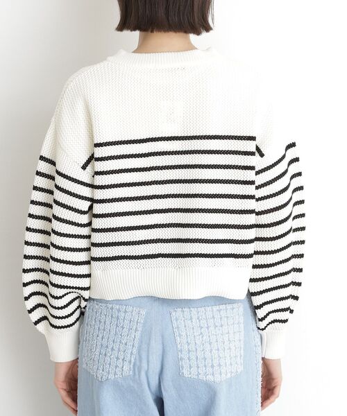 THE SHOP TK （ザ ショップ ティーケー ）の「布帛ドッキングメッシュカーデ（カーディガン/ボレロ・レディース・ブラック/ホワイト系5・12/13）」の15枚目の写真