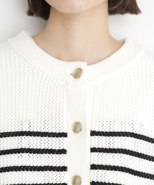 THE SHOP TK （ザ ショップ ティーケー ）の「布帛ドッキングメッシュカーデ（カーディガン/ボレロ・レディース・ブラック/ホワイト系5・12/13）」の16枚目の写真