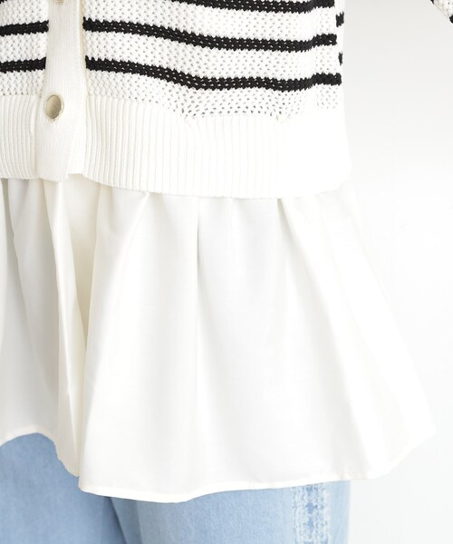 THE SHOP TK （ザ ショップ ティーケー ）の「布帛ドッキングメッシュカーデ（カーディガン/ボレロ・レディース・ブラック/ホワイト系5・12/13）」の18枚目の写真