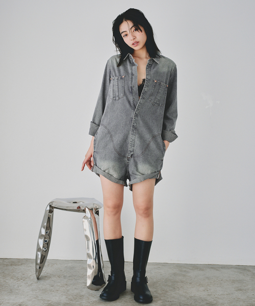 One Tea spoon（ワンティースプーン）の「ONE TEA SPOON /ワンティースプーン ISLAND BLUE PROPHECY DENIMオールインワン（つなぎ/オールインワン・レディース・ブルー・FREE）」の21枚目の写真