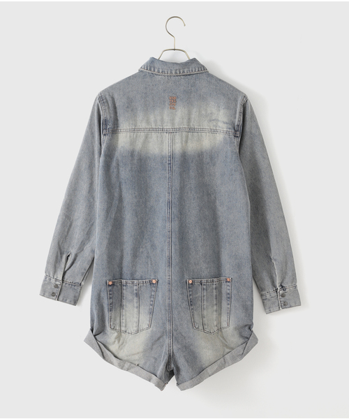 One Tea spoon（ワンティースプーン）の「ONE TEA SPOON /ワンティースプーン ISLAND BLUE PROPHECY DENIMオールインワン（つなぎ/オールインワン・レディース・ブルー・FREE）」の9枚目の写真