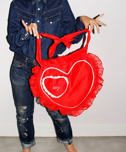 HEY!MrsROSE（ヘイミセスローズ）の「HEY! Mrs ROSE(ヘイ！ミセスローズ)Apron  BAG（ショルダーバッグ・レディース・ホワイト/レッド・FREE）」の10枚目の写真