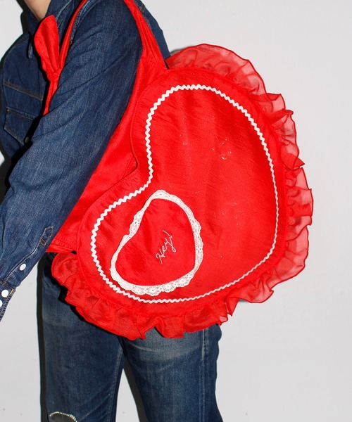 HEY!MrsROSE（ヘイミセスローズ）の「HEY! Mrs ROSE(ヘイ！ミセスローズ)Apron  BAG（ショルダーバッグ・レディース・ホワイト/レッド・FREE）」の9枚目の写真