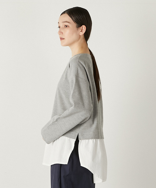 MELROSE claire(メルローズ クレール)の「【レイヤード風ドッキングプルオーバー】(Tシャツ/カットソー・レディース・ネイビー/カーキ/グレー・FREE)」の5枚目の写真