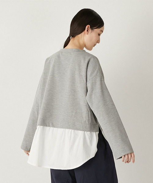 MELROSE claire(メルローズ クレール)の「【レイヤード風ドッキングプルオーバー】(Tシャツ/カットソー・レディース・ネイビー/カーキ/グレー・FREE)」の6枚目の写真