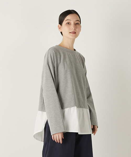 MELROSE claire(メルローズ クレール)の「【レイヤード風ドッキングプルオーバー】(Tシャツ/カットソー・レディース・ネイビー/カーキ/グレー・FREE)」の7枚目の写真