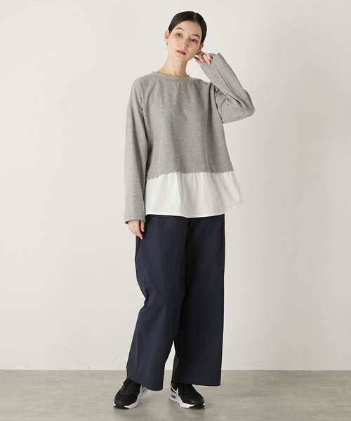 MELROSE claire(メルローズ クレール)の「【レイヤード風ドッキングプルオーバー】(Tシャツ/カットソー・レディース・ネイビー/カーキ/グレー・FREE)」の8枚目の写真