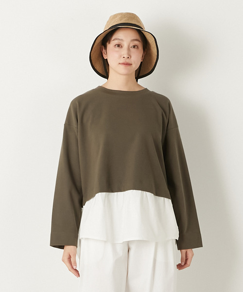 MELROSE claire(メルローズ クレール)の「【レイヤード風ドッキングプルオーバー】(Tシャツ/カットソー・レディース・ネイビー/カーキ/グレー・FREE)」の15枚目の写真