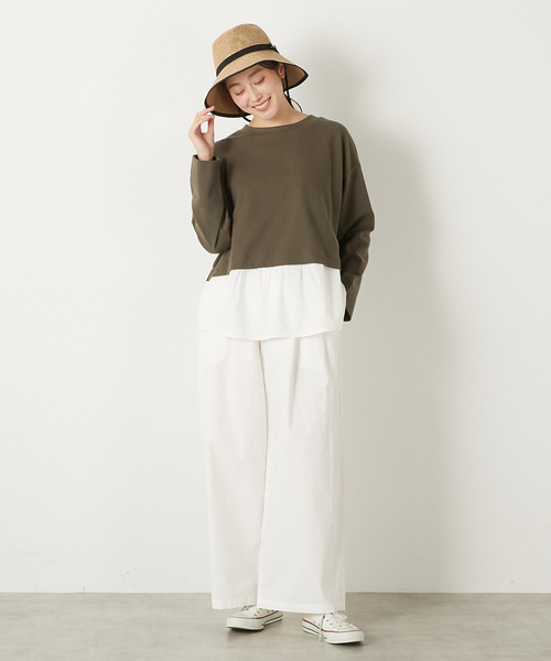 MELROSE claire(メルローズ クレール)の「【レイヤード風ドッキングプルオーバー】(Tシャツ/カットソー・レディース・ネイビー/カーキ/グレー・FREE)」の16枚目の写真
