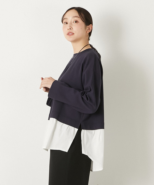 MELROSE claire(メルローズ クレール)の「【レイヤード風ドッキングプルオーバー】(Tシャツ/カットソー・レディース・ネイビー/カーキ/グレー・FREE)」の20枚目の写真