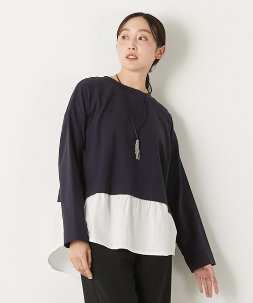 MELROSE claire(メルローズ クレール)の「【レイヤード風ドッキングプルオーバー】(Tシャツ/カットソー・レディース・ネイビー/カーキ/グレー・FREE)」の22枚目の写真
