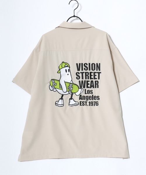 VISION STREET WEAR(ヴィジョンストリートウェア)の「VISION STREET WEAR/ヴィジョンストリートウェア オーバーサイズ バックプリント ロゴ ワンポイント刺繍 オープンカラー 半袖シャツ/レディース メンズ(シャツ/ブラウス・メンズ・ブラック/アイボリー・LL/L/M)」の8枚目の写真