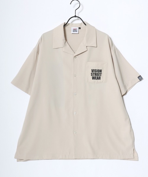 VISION STREET WEAR(ヴィジョンストリートウェア)の「VISION STREET WEAR/ヴィジョンストリートウェア オーバーサイズ バックプリント ロゴ ワンポイント刺繍 オープンカラー 半袖シャツ/レディース メンズ(シャツ/ブラウス・メンズ・ブラック/アイボリー・LL/L/M)」の7枚目の写真