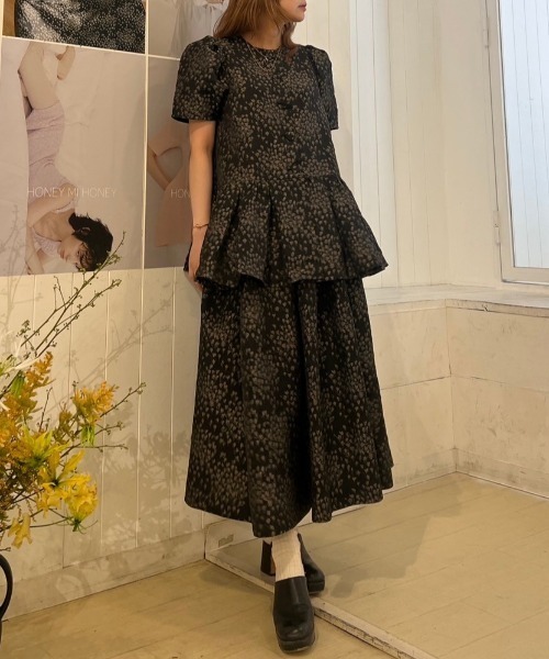 HONEY MI HONEY（ハニーミーハニー）の「taffeta jacquard long skirt（スカート・レディース・オフホワイト/ピンク/ブラック・FREE）」の22枚目の写真