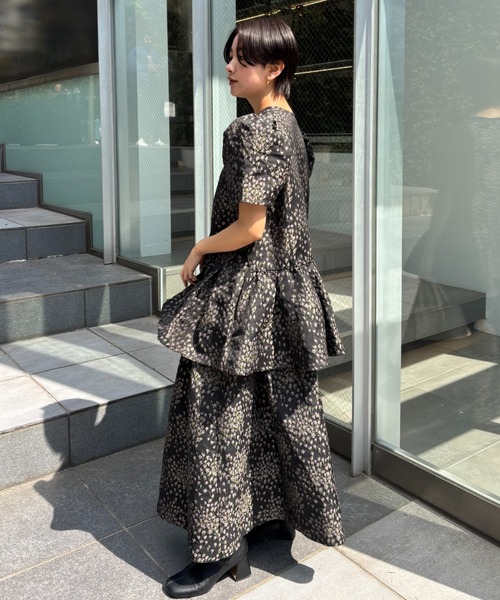 HONEY MI HONEY（ハニーミーハニー）の「taffeta jacquard long skirt（スカート・レディース・オフホワイト/ピンク/ブラック・FREE）」の8枚目の写真