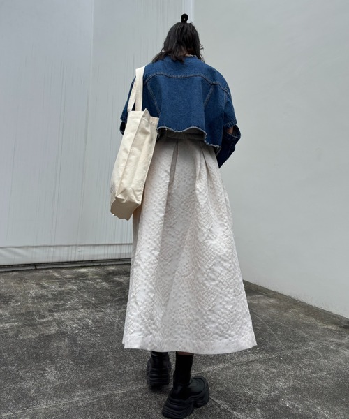 HONEY MI HONEY（ハニーミーハニー）の「taffeta jacquard long skirt（スカート・レディース・オフホワイト/ピンク/ブラック・FREE）」の18枚目の写真
