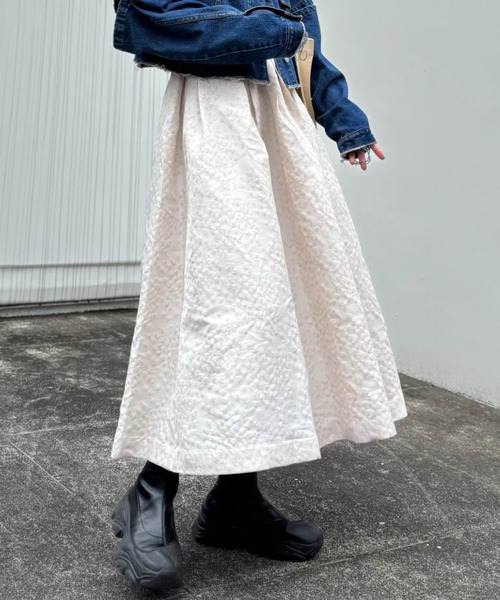 HONEY MI HONEY（ハニーミーハニー）の「taffeta jacquard long skirt（スカート・レディース・オフホワイト/ピンク/ブラック・FREE）」の17枚目の写真