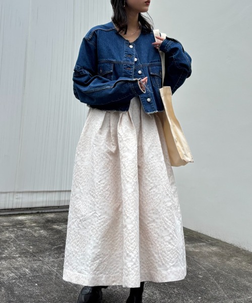 HONEY MI HONEY（ハニーミーハニー）の「taffeta jacquard long skirt（スカート・レディース・オフホワイト/ピンク/ブラック・FREE）」の19枚目の写真