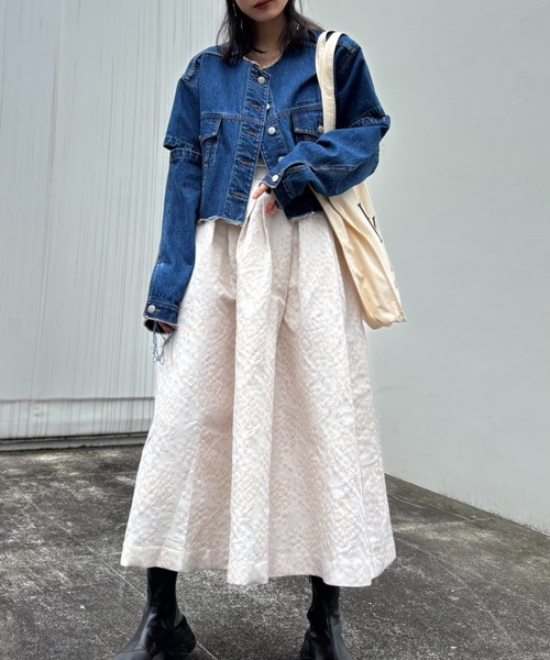 HONEY MI HONEY（ハニーミーハニー）の「taffeta jacquard long skirt（スカート・レディース・オフホワイト/ピンク/ブラック・FREE）」の20枚目の写真