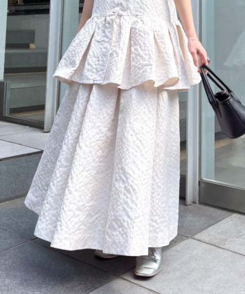 HONEY MI HONEY（ハニーミーハニー）の「taffeta jacquard long skirt（スカート・レディース・オフホワイト/ピンク/ブラック・FREE）」の9枚目の写真