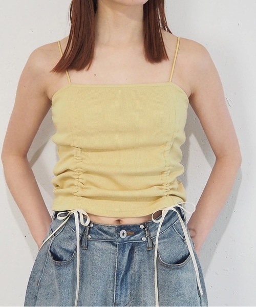 tiptop(ティップトップ)の「テレコカップ付きドロストキャミソール(キャミソール・レディース・ブラック/イエロー/オフホワイト/ピンク・FREE)」の3枚目の写真