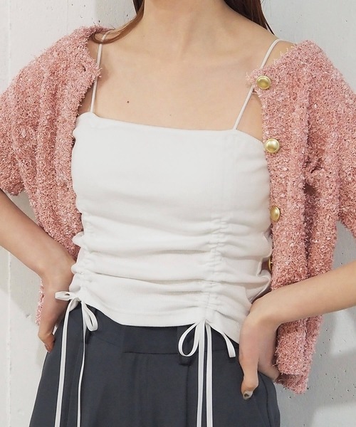 tiptop(ティップトップ)の「テレコカップ付きドロストキャミソール(キャミソール・レディース・ブラック/イエロー/オフホワイト/ピンク・FREE)」の20枚目の写真