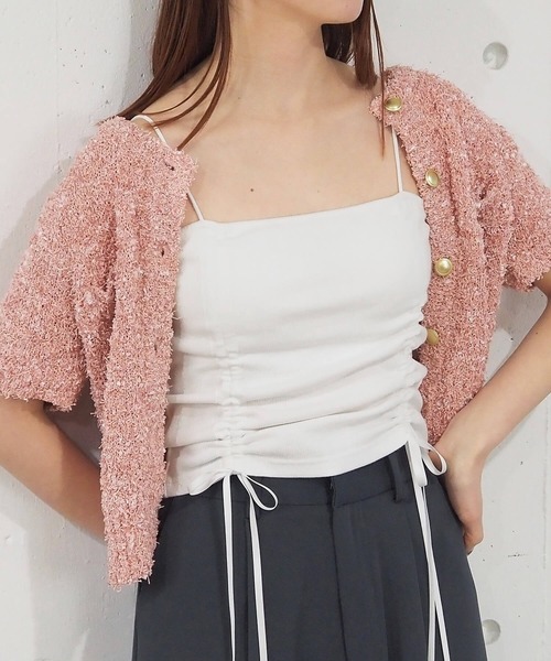 tiptop(ティップトップ)の「テレコカップ付きドロストキャミソール(キャミソール・レディース・ブラック/イエロー/オフホワイト/ピンク・FREE)」の21枚目の写真