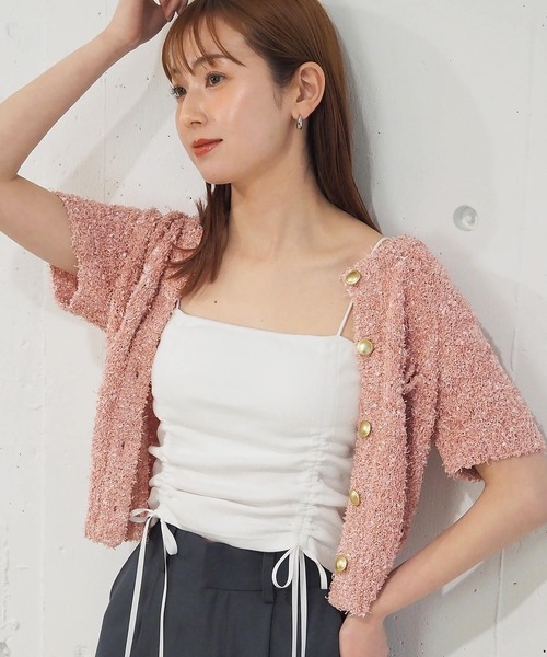 tiptop(ティップトップ)の「テレコカップ付きドロストキャミソール(キャミソール・レディース・ブラック/イエロー/オフホワイト/ピンク・FREE)」の22枚目の写真