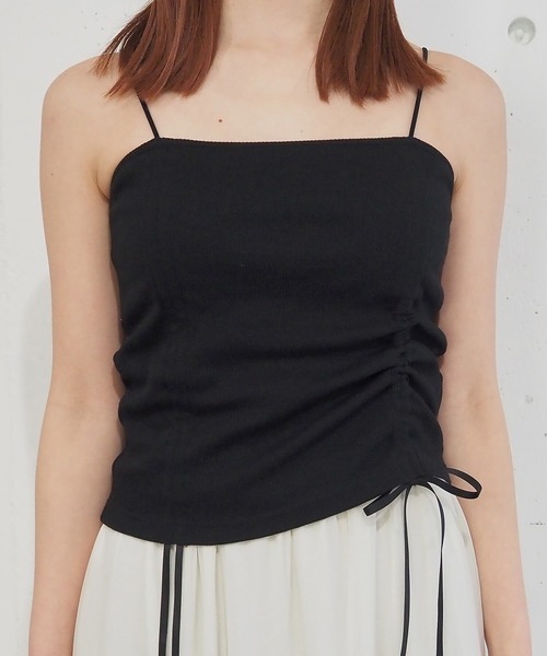 tiptop(ティップトップ)の「テレコカップ付きドロストキャミソール(キャミソール・レディース・ブラック/イエロー/オフホワイト/ピンク・FREE)」の12枚目の写真