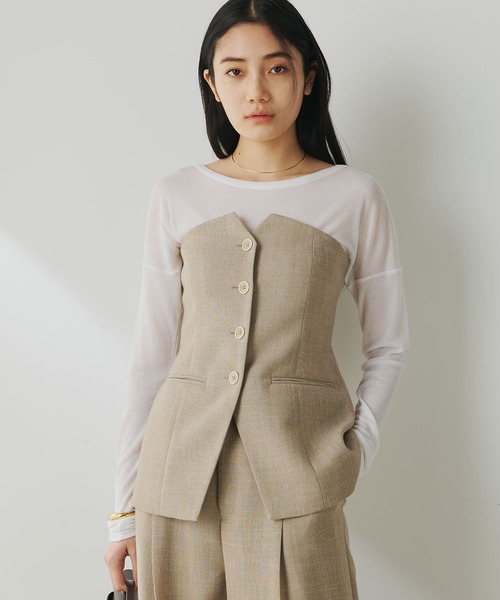 Whim Gazette(ウィムガゼット)の「ジュートライクビスチェ(シャツ/ブラウス・レディース・ベージュ/ブラック・38/36)」の1枚目の写真