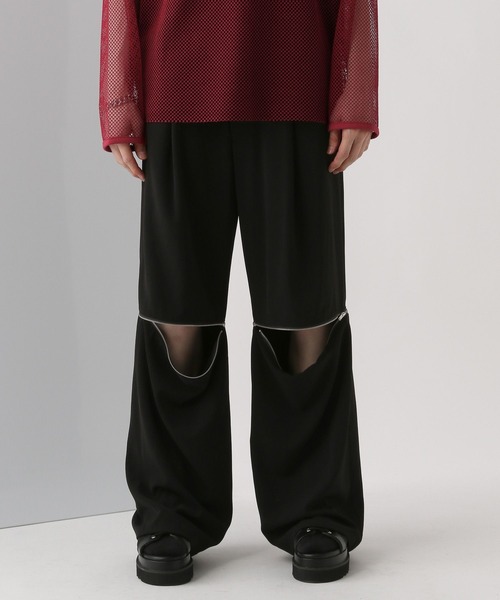 HARE（ハレ）の「2WAYZIPトラウザー(HARE)（スラックス・メンズ・ストライプ/ピンク/ブラック・FREE）」の2枚目の写真