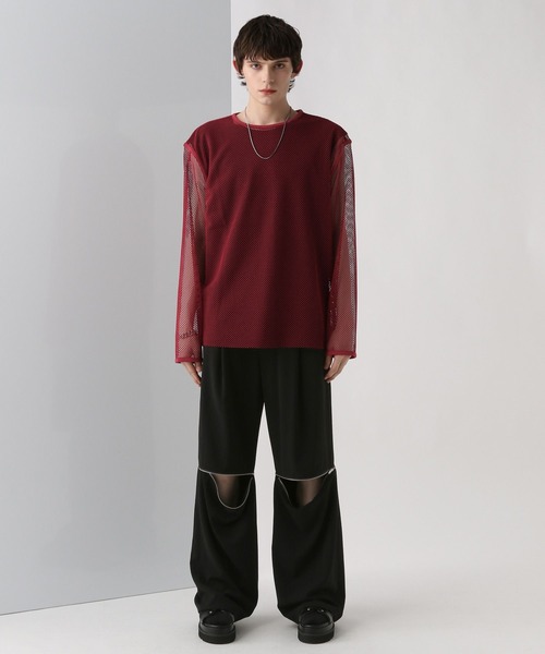 HARE（ハレ）の「2WAYZIPトラウザー(HARE)（スラックス・メンズ・ストライプ/ピンク/ブラック・FREE）」の4枚目の写真