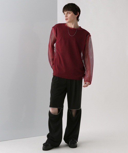 HARE（ハレ）の「2WAYZIPトラウザー(HARE)（スラックス・メンズ・ストライプ/ピンク/ブラック・FREE）」の5枚目の写真