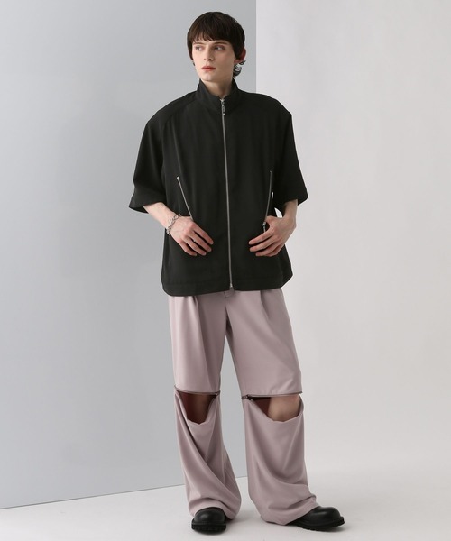 HARE（ハレ）の「2WAYZIPトラウザー(HARE)（スラックス・メンズ・ストライプ/ピンク/ブラック・FREE）」の6枚目の写真