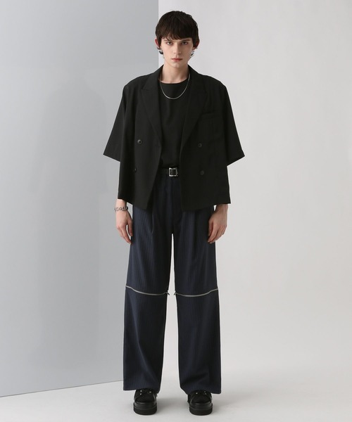 HARE（ハレ）の「2WAYZIPトラウザー(HARE)（スラックス・メンズ・ストライプ/ピンク/ブラック・FREE）」の8枚目の写真