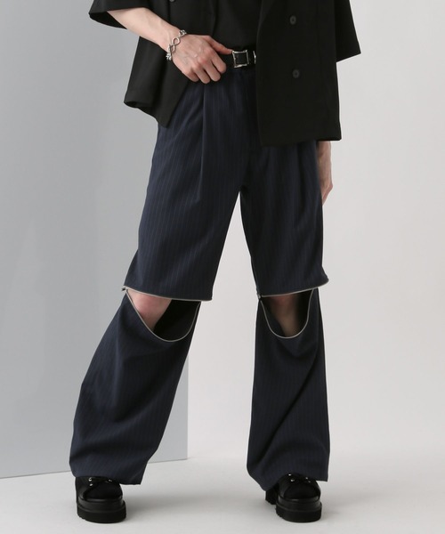 HARE（ハレ）の「2WAYZIPトラウザー(HARE)（スラックス・メンズ・ストライプ/ピンク/ブラック・FREE）」の17枚目の写真