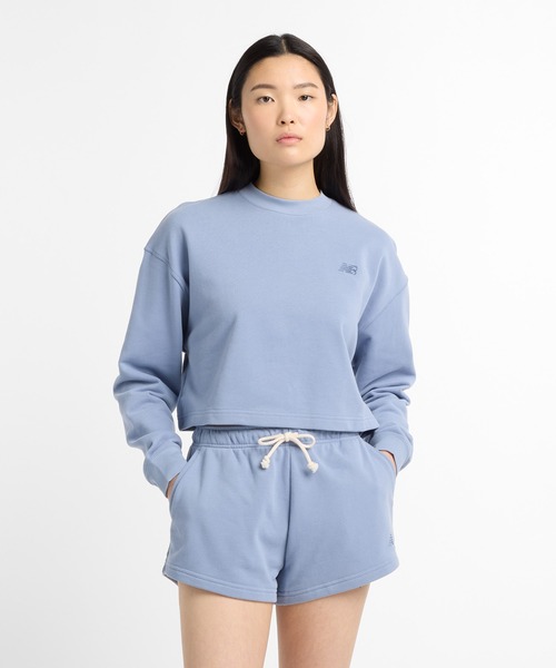 NEW BALANCE(ニューバランス)の「Coastal ライトフレンチテリークルー(Tシャツ/カットソー・レディース・アイボリー/ライトブルー・SMALL/MEDIUM/LARGE)」の1枚目の写真