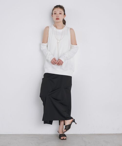 kivi（キヴィ）の「open shoulder tops（Tシャツ/カットソー・レディース・ダークブルー/オフホワイト/ピンク・FREE）」の17枚目の写真