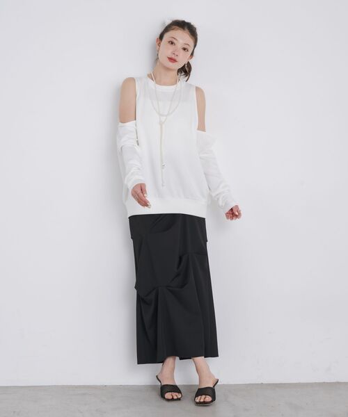 kivi（キヴィ）の「open shoulder tops（Tシャツ/カットソー・レディース・ダークブルー/オフホワイト/ピンク・FREE）」の18枚目の写真