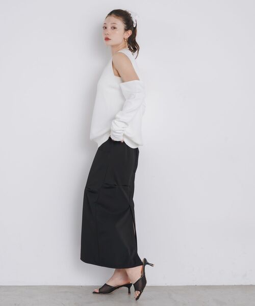 kivi（キヴィ）の「open shoulder tops（Tシャツ/カットソー・レディース・ダークブルー/オフホワイト/ピンク・FREE）」の19枚目の写真