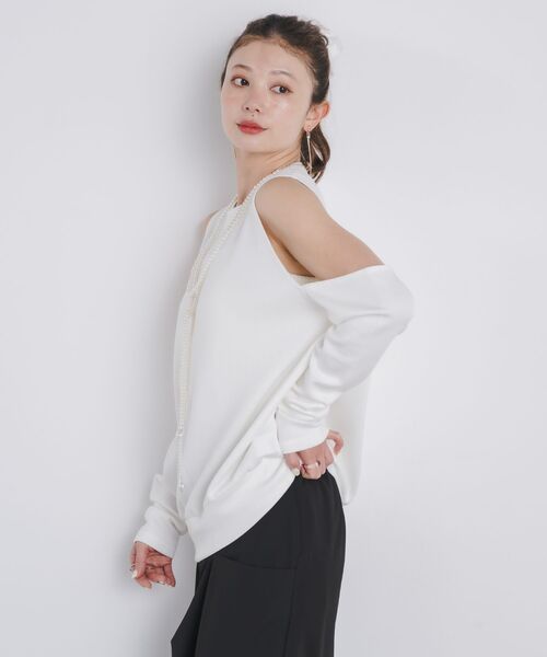 kivi（キヴィ）の「open shoulder tops（Tシャツ/カットソー・レディース・ダークブルー/オフホワイト/ピンク・FREE）」の21枚目の写真