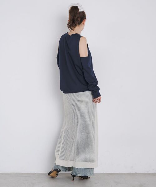 kivi（キヴィ）の「open shoulder tops（Tシャツ/カットソー・レディース・ダークブルー/オフホワイト/ピンク・FREE）」の5枚目の写真