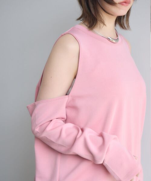 kivi（キヴィ）の「open shoulder tops（Tシャツ/カットソー・レディース・ダークブルー/オフホワイト/ピンク・FREE）」の10枚目の写真
